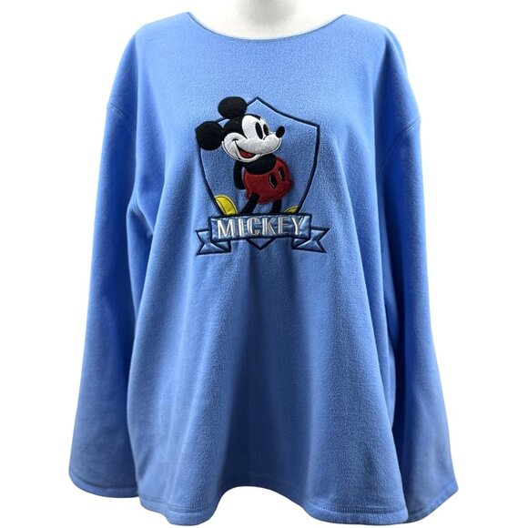 Disney Mickey Mouse Size XL Women's Blue Fleece Pullover Sweatshirt Casual Top - Picture 1 of 6